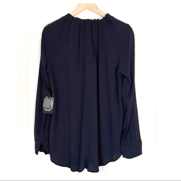 NWT Simply Vera Vera Wang Navy Long Sleeve Blouse - Picture 7 of 14